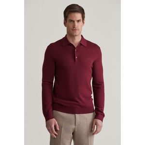 SVETR GANT EXTRAFINE MERINO WOOL POLO WINE RED obraz