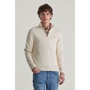 SVETR GANT COTTON TEXTURED HALF ZIP CREAM obraz