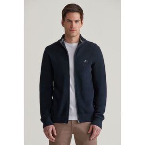 SVETR GANT COTTON PIQUE ZIP CARDIGAN EVENING BLUE obraz