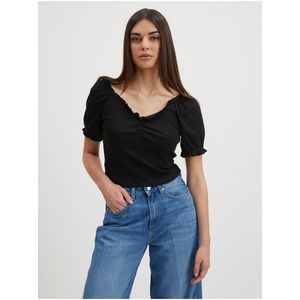 Černý crop top Pieces Tegan obraz