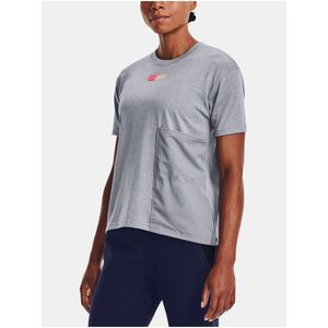 Šedé dámské tričko Under Armour Live Woven Pocket Tee obraz