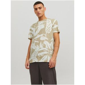 Béžové pánské vzorované tričko Jack & Jones Tropic obraz