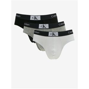 Sada tří pánských slipů v černé, bílé a šedé barvě Calvin Klein Underwear obraz