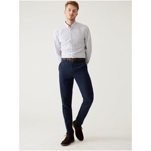 Tmavě modré pánské slim fit chino kalhoty s páskem Marks & Spencer obraz