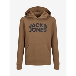 Hnědá klučičí mikina s kapucí Jack & Jones Corp obraz