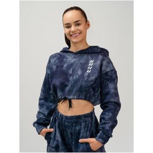 Tmavě modrá dámská vzorovaná mikina s kapucí NEBBIA Re-fresh Women’s Crop Hoodie obraz