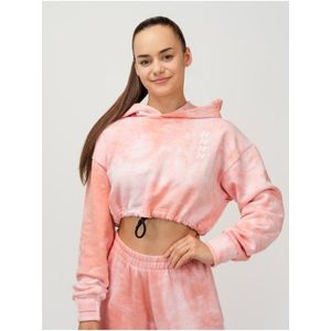 Růžová dámská vzorovaná mikina s kapucí NEBBIA Re-fresh Women’s Crop Hoodie obraz