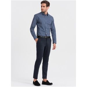 Modrá pánská vzorovaná slim fit košile Ombre Clothing obraz