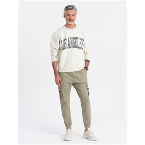 Khaki pánské cargo jogger kalhoty Ombre Clothing obraz