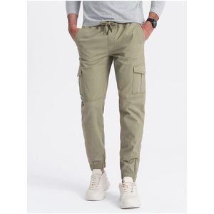 Khaki pánské cargo jogger kalhoty Ombre Clothing obraz