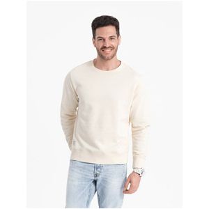 Krémová pánská basic mikina s kulatým výstřihem Ombre Clothing obraz