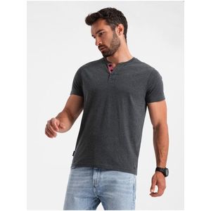 Černé pánské tričko s výstřihem henley Ombre Clothing obraz