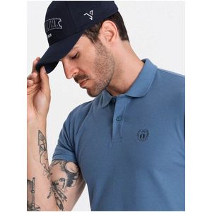 Modré pánské basic polo tričko Ombre Clothing obraz