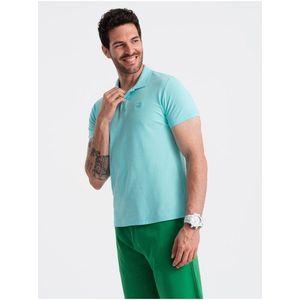 Mentolové pánské basic polo tričko Ombre Clothing obraz