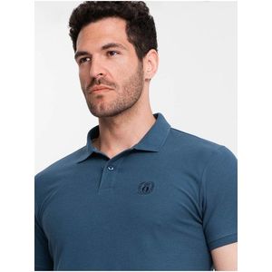 Modré pánské basic polo tričko Ombre Clothing obraz