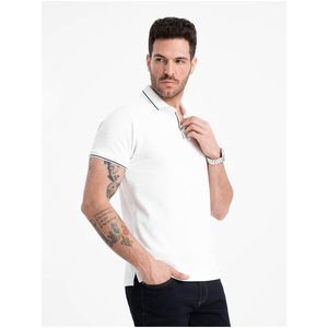 Bílé pánské polo tričko bez knoflíků Ombre Clothing obraz