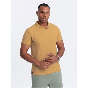 Hořčicové pánské basic polo tričko Ombre Clothing obraz