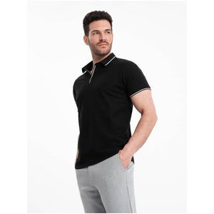 Černé pánské polo tričko bez knoflíků Ombre Clothing obraz