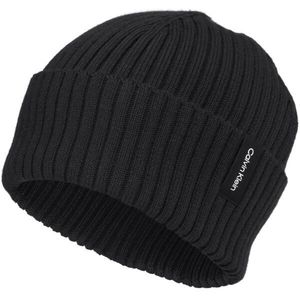 Calvin Klein RIB KNIT FOLDED BEANIE Unisex čepice, černá, velikost obraz