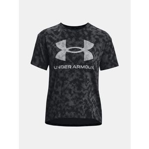 Under Armour UA Logo Aop Heavyweight SS Triko Černá obraz