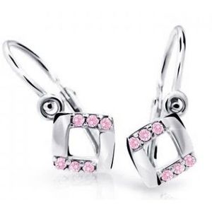 Cutie Jewellery Čtvercové dětské náušnice z bílého zlata C2268-10-X-2 růžová obraz