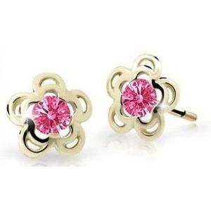 Cutie Jewellery Půvabné zlaté dětské náušnice C2204-30-X-1 fuchsiová obraz