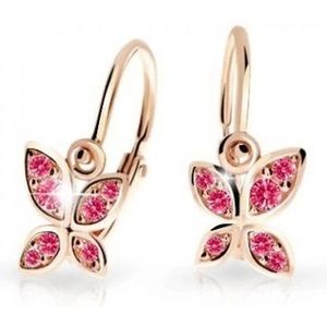 Cutie Jewellery Dětské náušnice z růžového zlata Motýlci C2259-10-X-4 fuchsiová obraz