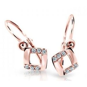 Cutie Jewellery Čtvercové dětské náušnice z růžového zlata C2268-10-X-4 bílá obraz