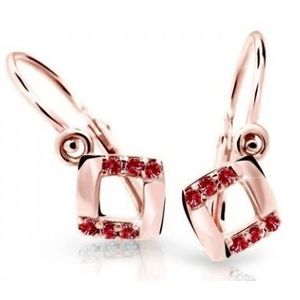 Cutie Jewellery Čtvercové dětské náušnice z růžového zlata C2268-10-X-4 červená obraz