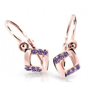 Cutie Jewellery Čtvercové dětské náušnice z růžového zlata C2268-10-X-4 fialová obraz