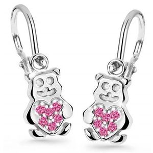 Cutie Jewellery Dětské náušnice z bílého zlata Medvídci C2751-10-X-2 fuchsiová obraz