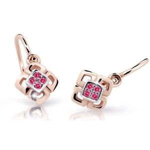 Cutie Jewellery Dětské bicolor náušnice z růžového zlata C2240-10-X-4 fuchsiová obraz