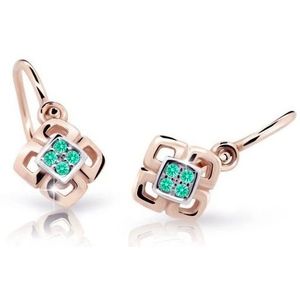 Cutie Jewellery Dětské bicolor náušnice z růžového zlata C2240-10-X-4 světle zelená obraz