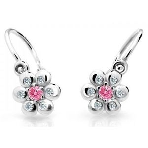 Cutie Jewellery Kytičkové dětské náušnice z bílého zlata C2247-10-X-2 fuchsiová obraz