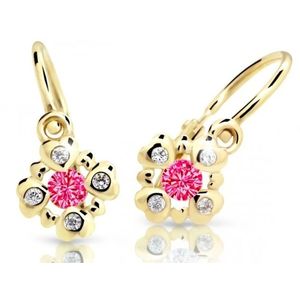 Cutie Jewellery Třpytivé dětské náušnice ze žlutého zlata C2253-10-X-1 fuchsiová obraz