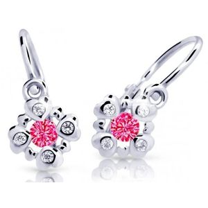 Cutie Jewellery Třpytivé dětské náušnice z bílého zlata C2253-10-X-2 fuchsiová obraz