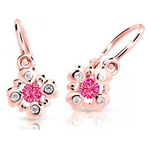 Cutie Jewellery Třpytivé dětské náušnice z růžového zlata C2253-10-X-4 fuchsiová obraz