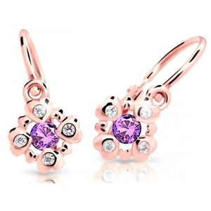 Cutie Jewellery Třpytivé dětské náušnice z růžového zlata C2253-10-X-4 fialová obraz