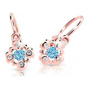 Cutie Jewellery Třpytivé dětské náušnice z růžového zlata C2253-10-X-4 světle modrá obraz