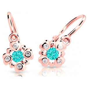 Cutie Jewellery Třpytivé dětské náušnice z růžového zlata C2253-10-X-4 světle zelená obraz