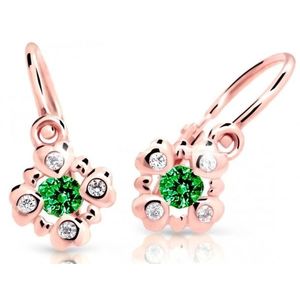 Cutie Jewellery Třpytivé dětské náušnice z růžového zlata C2253-10-X-4 zelená obraz