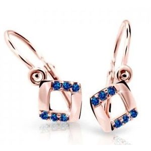 Cutie Jewellery Čtvercové dětské náušnice z růžového zlata C2268-10-X-4 modrá obraz