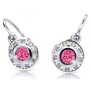 Cutie Jewellery Třpytivé dětské náušnice z bílého zlata C2400-10-X-2 fuchsiová obraz