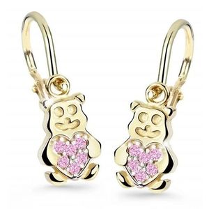 Cutie Jewellery Dětské náušnice ze žlutého zlata Medvídci C2751-10-X-1 růžová obraz