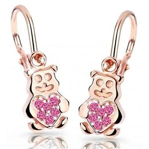 Cutie Jewellery Dětské náušnice z růžového zlata Medvídci C2751-10-X-4 fuchsiová obraz