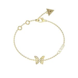 Guess Slušivý pozlacený náramek s motýlkem Chrysalis JUBB04110JWYG 18, 5 cm obraz