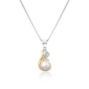 JwL Luxury Pearls Stříbrný bicolor náhrdelník s pravou perlou a zirkony JL0786 (řetízek, přívěsek) obraz