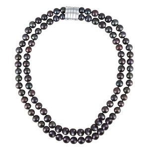 JwL Luxury Pearls Dvojitý/dvouřadý náhrdelník z pravých černých perel JL0657 obraz