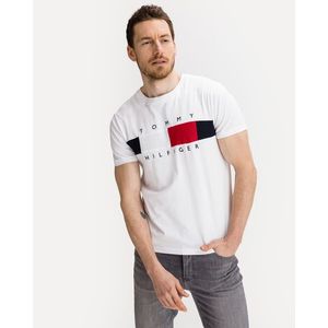 Tommy Hilfiger Textured Flag Triko Bílá obraz