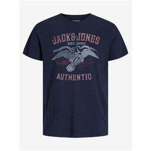 Tmavě modré pánské tričko Jack & Jones Fonne obraz